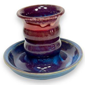 MCM VTG ‘02 Studio Art Pottery Drip Glaze Decorative Vase • Artist Signed